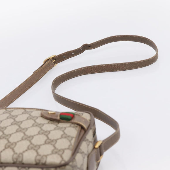 GUCCI GG Supreme Web Sherry Line Bag PVC Beige Gold 93 02 049 Auth 199656