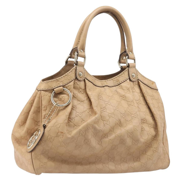 GUCCI GG Canvas Guccissima Tote Bag Leather Beige Gold 211944 Auth 199658V
