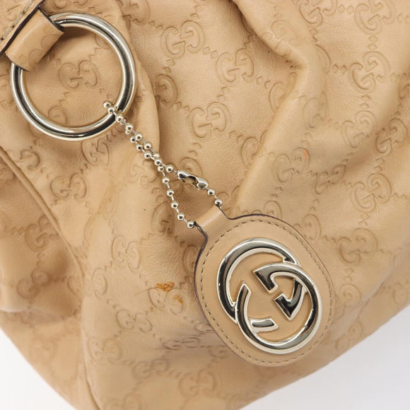 GUCCI GG Canvas Guccissima Tote Bag Leather Beige Gold 211944 Auth 199658V