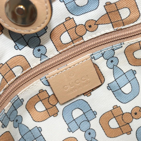 GUCCI GG Canvas Guccissima Tote Bag Leather Beige Gold 211944 Auth 199658V