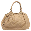 GUCCI GG Canvas Guccissima Tote Bag Leather Beige Gold 211944 Auth 199658V-2