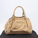 GUCCI GG Canvas Guccissima Tote Bag Leather Beige Gold 211944 Auth 199658V-24