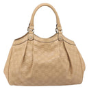 GUCCI GG Canvas Guccissima Tote Bag Leather Beige Gold 211944 Auth 199658V-3