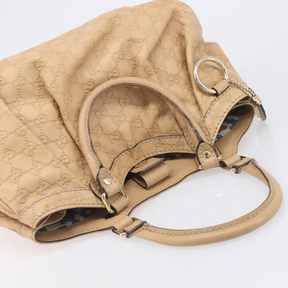 GUCCI GG Canvas Guccissima Tote Bag Leather Beige Gold 211944 Auth 199658V
