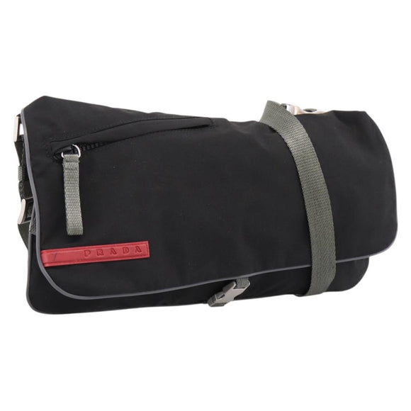 PRADA PRADA Sports Shoulder Bag Nylon Black Auth 199659A