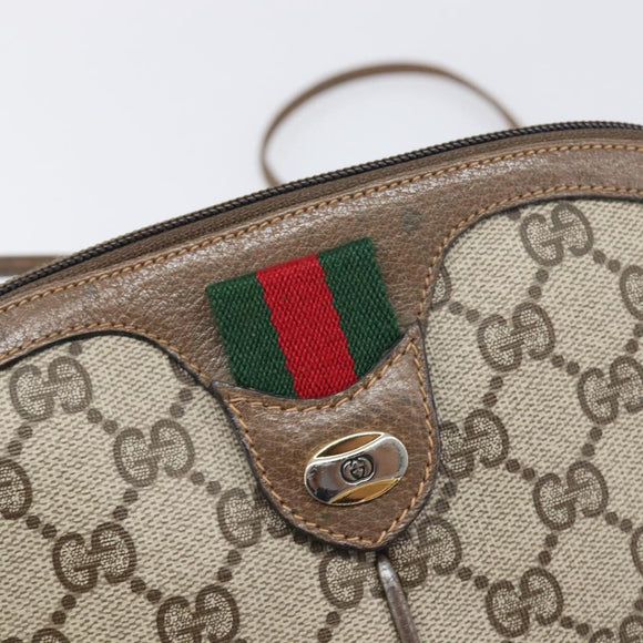 GUCCI GG Supreme Web Sherry Line Bag PVC Beige Gold 904 02 047 Auth 199660