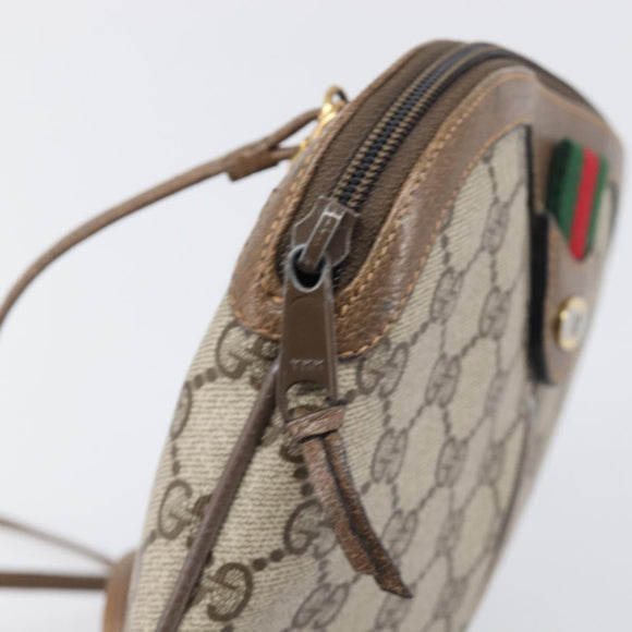GUCCI GG Supreme Web Sherry Line Bag PVC Beige Gold 904 02 047 Auth 199660