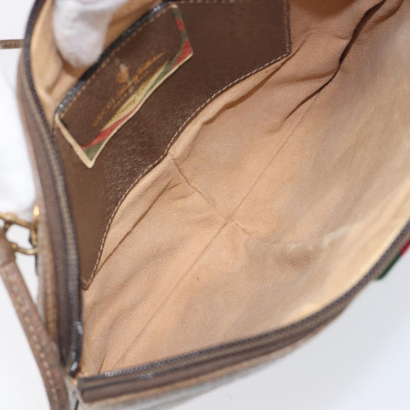 GUCCI GG Supreme Web Sherry Line Bag PVC Beige Gold 904 02 047 Auth 199660
