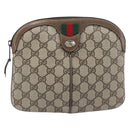 GUCCI GG Supreme Web Sherry Line Bag PVC Beige Gold 904 02 047 Auth 199660-13
