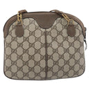 GUCCI GG Supreme Web Sherry Line Bag PVC Beige Gold 904 02 047 Auth 199660-2