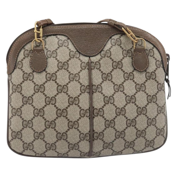 GUCCI GG Supreme Web Sherry Line Bag PVC Beige Gold 904 02 047 Auth 199660