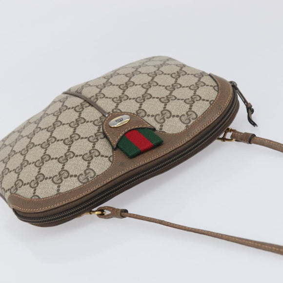 GUCCI GG Supreme Web Sherry Line Bag PVC Beige Gold 904 02 047 Auth 199660