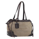 PRADA Tote Bag Canvas Jacquard Beige Silver Auth 199661V-1