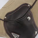 PRADA Tote Bag Canvas Jacquard Beige Silver Auth 199661V-14