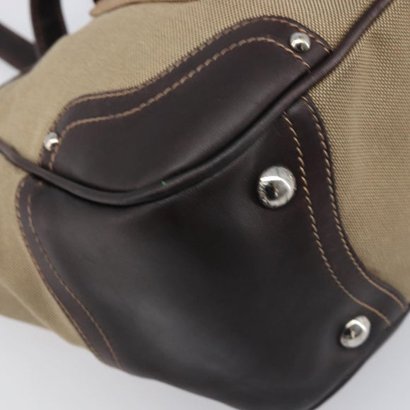 PRADA Tote Bag Canvas Jacquard Beige Silver Auth 199661V