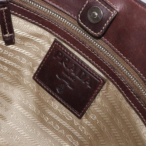 PRADA Tote Bag Canvas Jacquard Beige Silver Auth 199661V