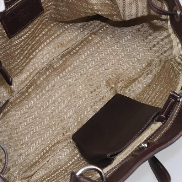 PRADA Tote Bag Canvas Jacquard Beige Silver Auth 199661V