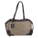 PRADA Tote Bag Canvas Jacquard Beige Silver Auth 199661V-13