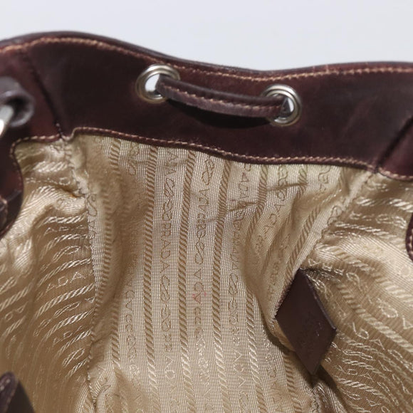 PRADA Tote Bag Canvas Jacquard Beige Silver Auth 199661V