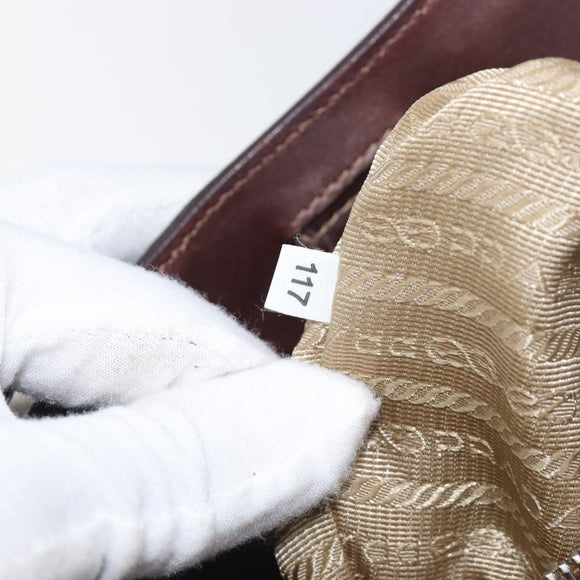 PRADA Tote Bag Canvas Jacquard Beige Silver Auth 199661V