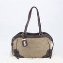 PRADA Tote Bag Canvas Jacquard Beige Silver Auth 199661V-12