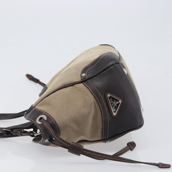 PRADA Tote Bag Canvas Jacquard Beige Silver Auth 199661V
