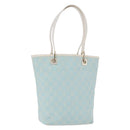 GUCCI GG Canvas Tote Bag Light Blue Gold 002 1099 Auth 199663-1