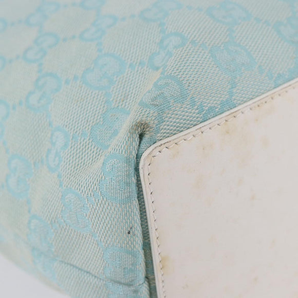 GUCCI GG Canvas Tote Bag Light Blue Gold 002 1099 Auth 199663