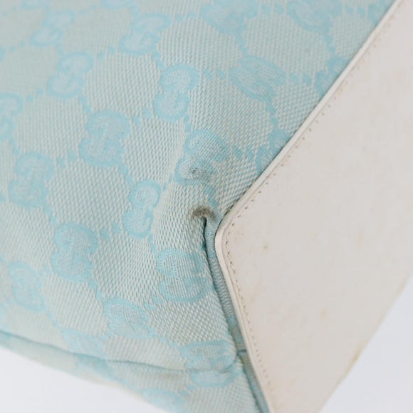 GUCCI GG Canvas Tote Bag Light Blue Gold 002 1099 Auth 199663