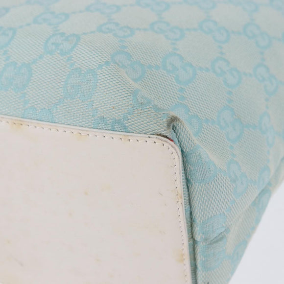 GUCCI GG Canvas Tote Bag Light Blue Gold 002 1099 Auth 199663