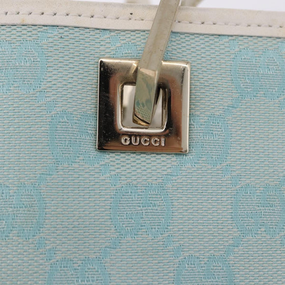GUCCI GG Canvas Tote Bag Light Blue Gold 002 1099 Auth 199663