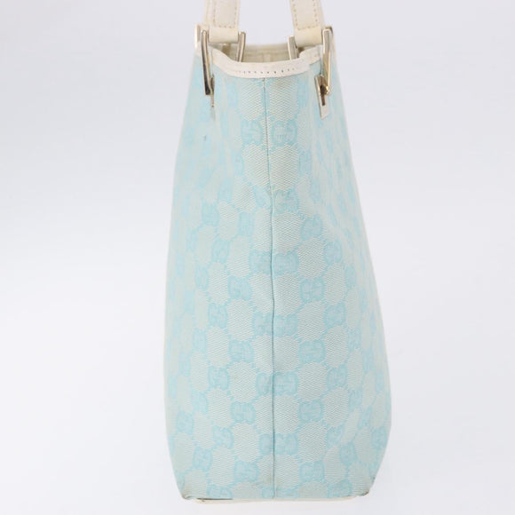 GUCCI GG Canvas Tote Bag Light Blue Gold 002 1099 Auth 199663