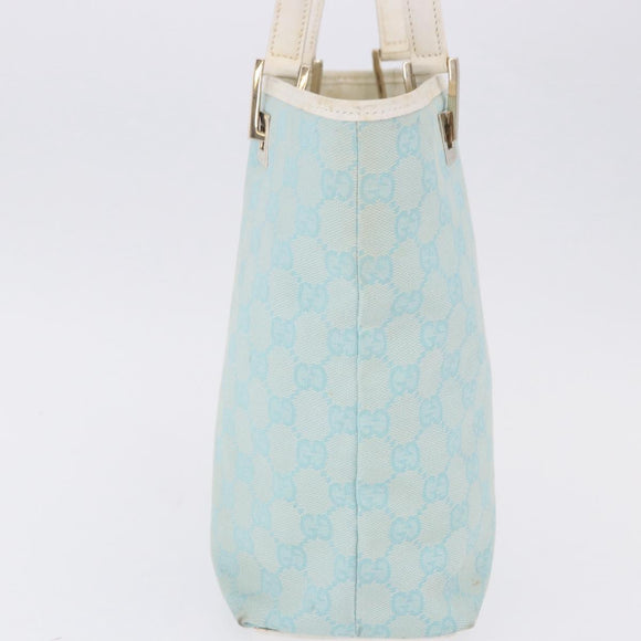 GUCCI GG Canvas Tote Bag Light Blue Gold 002 1099 Auth 199663