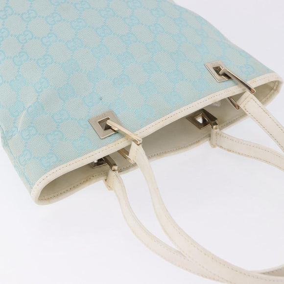 GUCCI GG Canvas Tote Bag Light Blue Gold 002 1099 Auth 199663