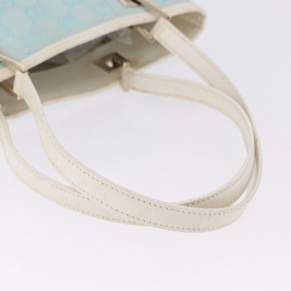 GUCCI GG Canvas Tote Bag Light Blue Gold 002 1099 Auth 199663