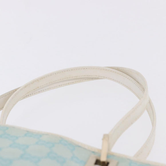 GUCCI GG Canvas Tote Bag Light Blue Gold 002 1099 Auth 199663