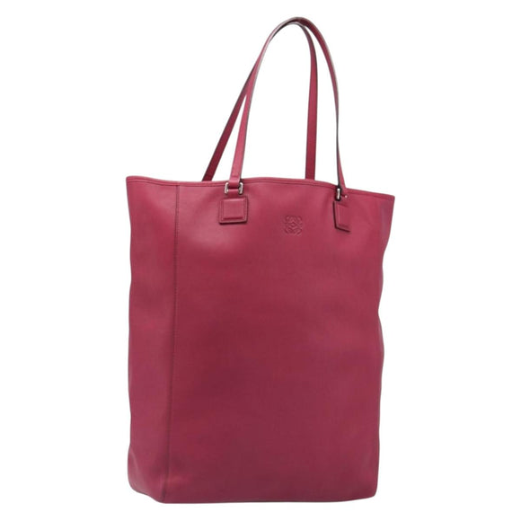 LOEWE Tote Bag Leather Wine Red Silver Auth 199664V