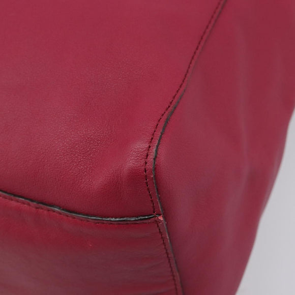 LOEWE Tote Bag Leather Wine Red Silver Auth 199664V