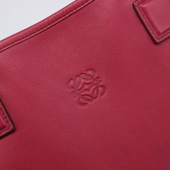LOEWE Tote Bag Leather Wine Red Silver Auth 199664V