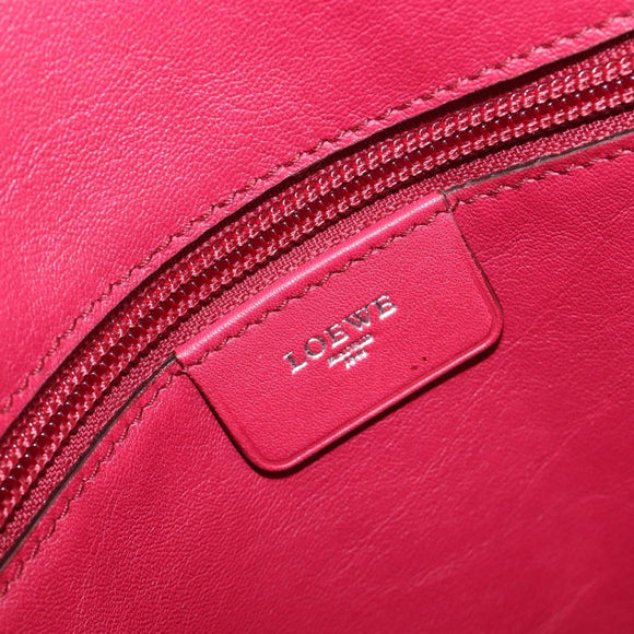 LOEWE Tote Bag Leather Wine Red Silver Auth 199664V