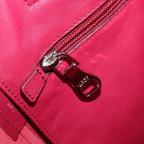LOEWE Tote Bag Leather Wine Red Silver Auth 199664V
