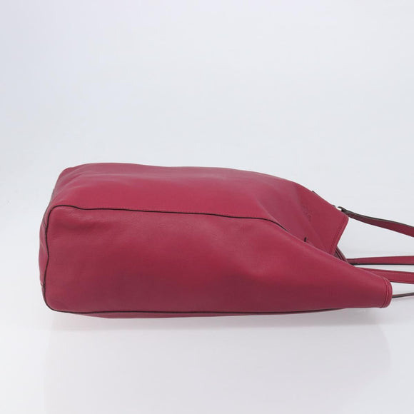 LOEWE Tote Bag Leather Wine Red Silver Auth 199664V