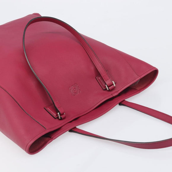 LOEWE Tote Bag Leather Wine Red Silver Auth 199664V