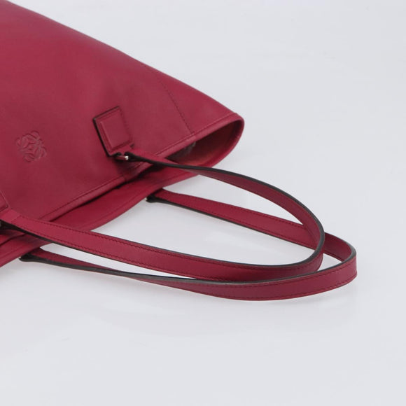 LOEWE Tote Bag Leather Wine Red Silver Auth 199664V