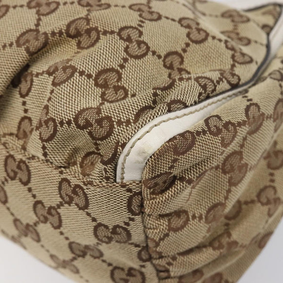 GUCCI GG Canvas Hand Bag Beige Gold 190525 Auth 199666V