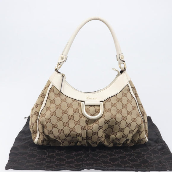 GUCCI GG Canvas Hand Bag Beige Gold 190525 Auth 199666V