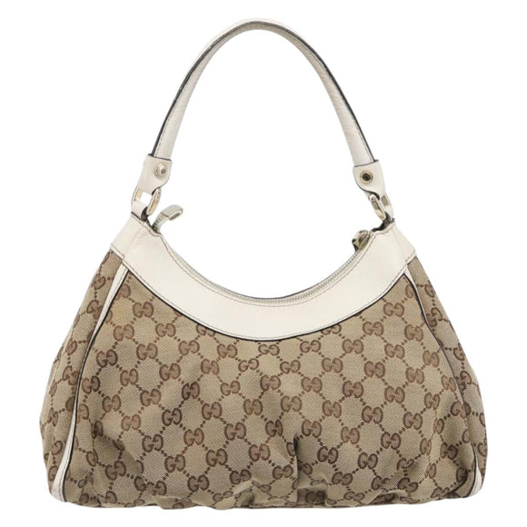 GUCCI GG Canvas Hand Bag Beige Gold 190525 Auth 199666V