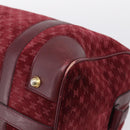 CELINE Macadam Canvas Boston Bag Suede Bordeaux Gold Auth 199667-9