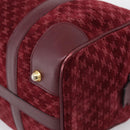 CELINE Macadam Canvas Boston Bag Suede Bordeaux Gold Auth 199667-15