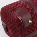 CELINE Macadam Canvas Boston Bag Suede Bordeaux Gold Auth 199667-16